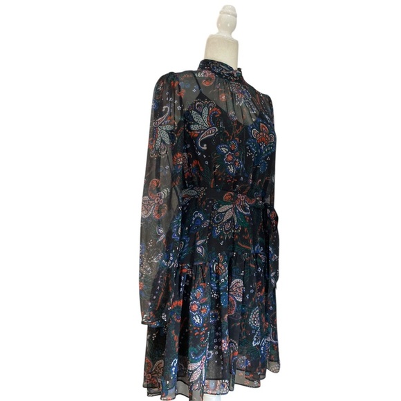 Veronica Beard Bolade Silk Georgette Paisley Tiered Mini dress Size 2 - Picture 13 of 16